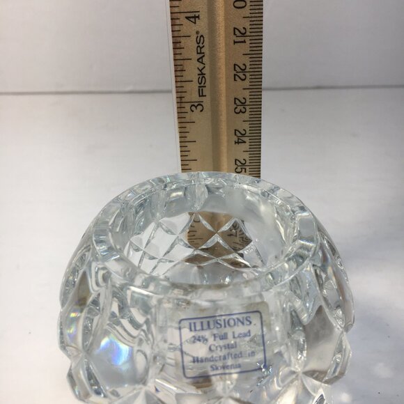 Illusions Crystal Double-Sided Candle Holder Tea Lights Candles 24% Lead Crystal - Picture 8 of 8